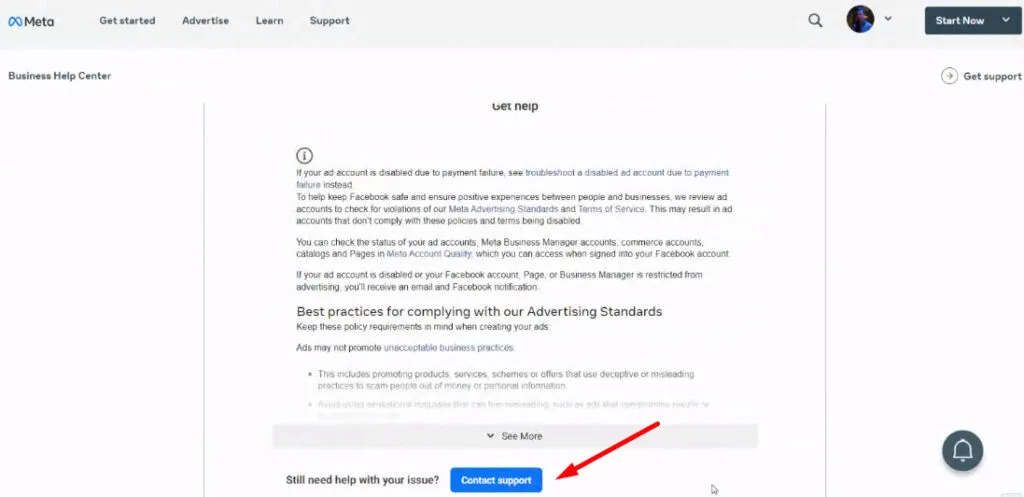 Рекламный аккаунт Facebook отключен 