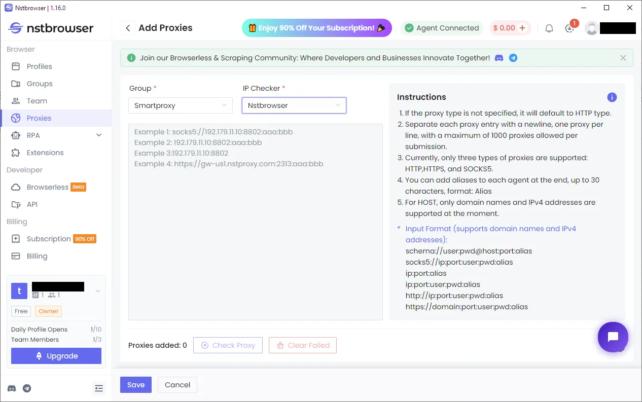 Nstbrowser proxy settings
