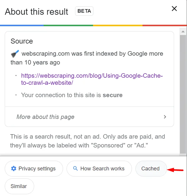 Scrape Google cache