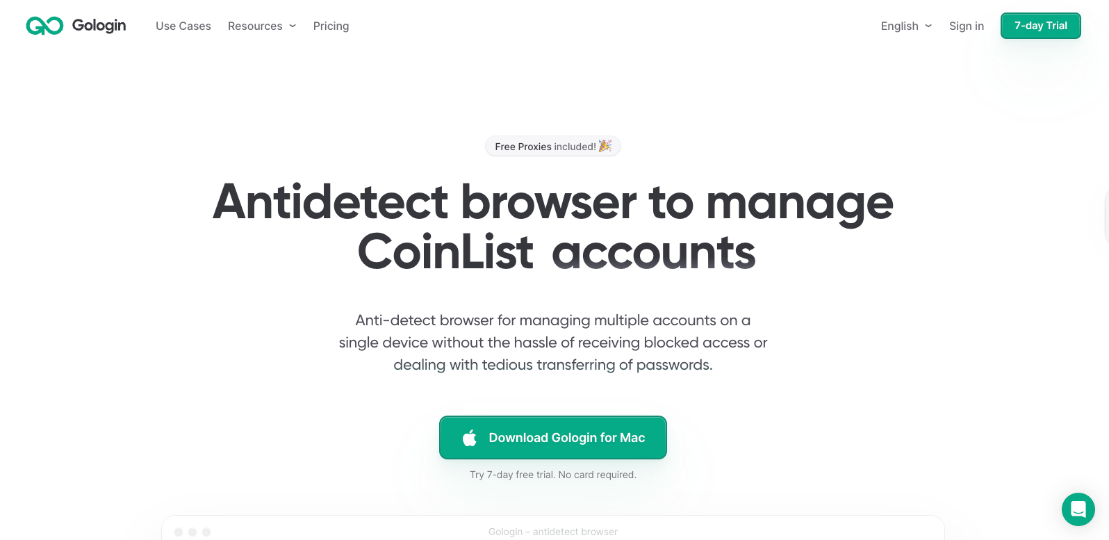 GoLogin Homepage 