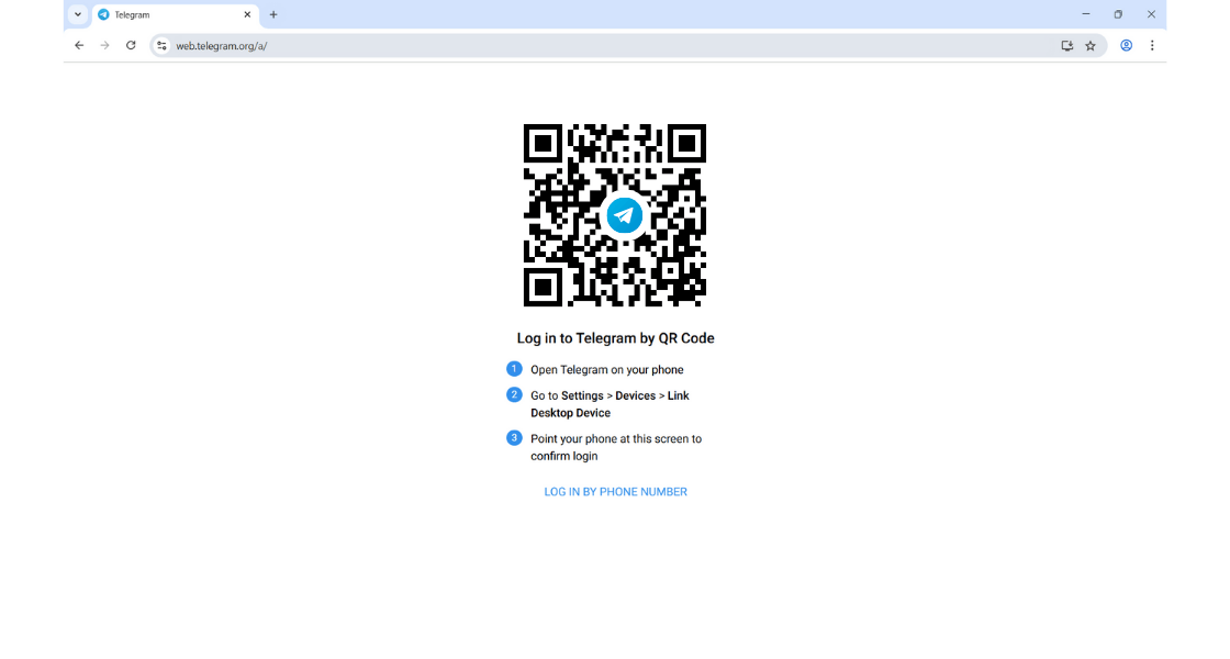 Telegram Web Login Screen 