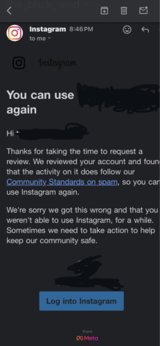 Appeal Instagram Ban