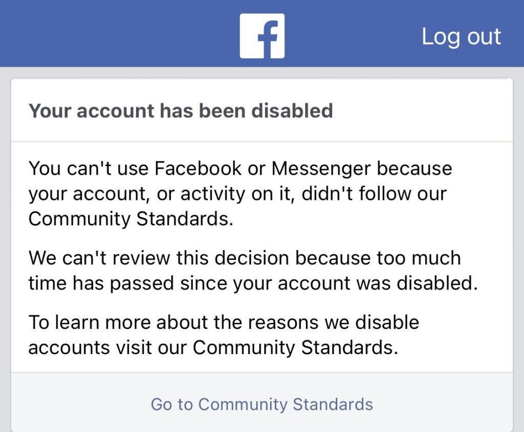 banned from facebook