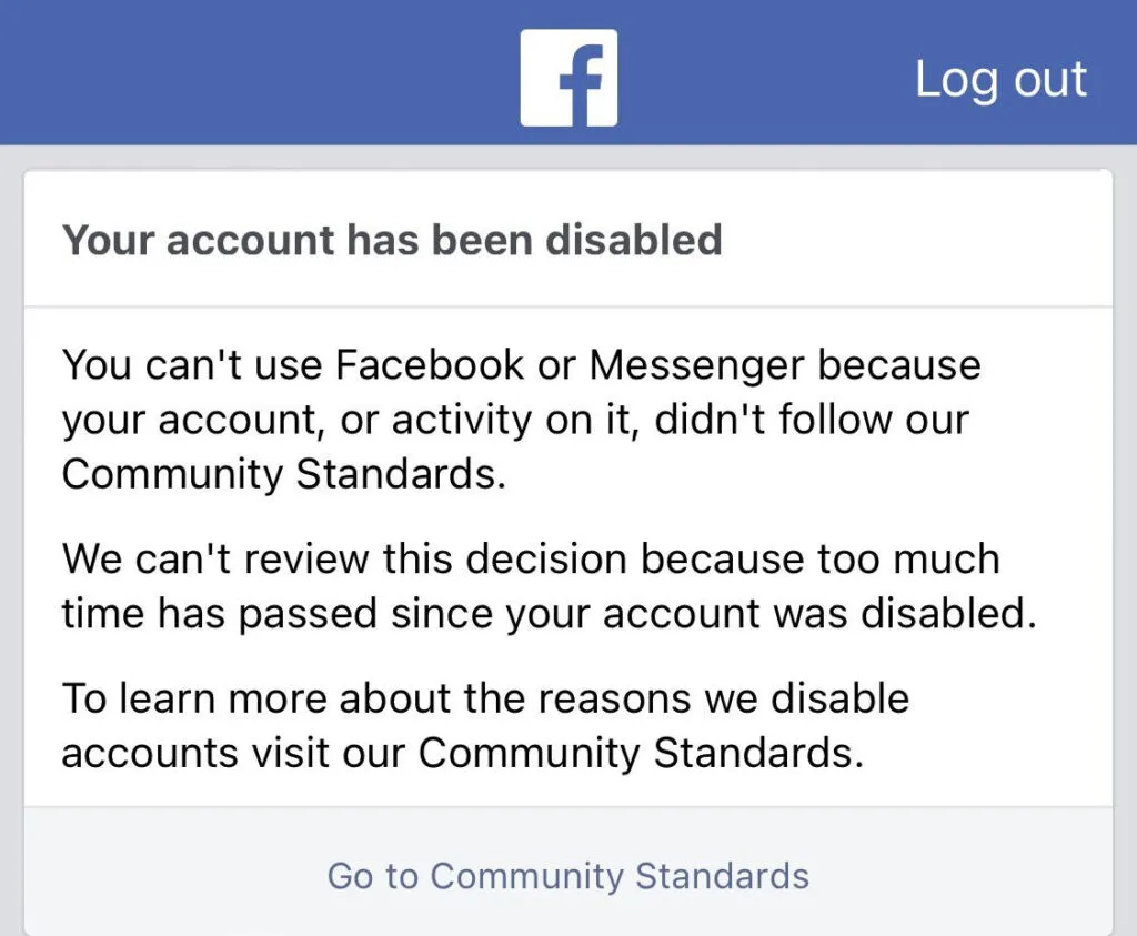 banned from facebook