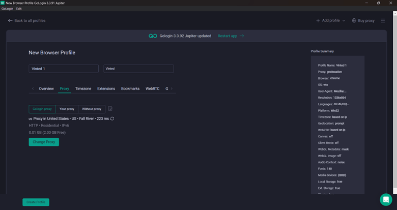Create Multiple Profiles for Each Vinted Account