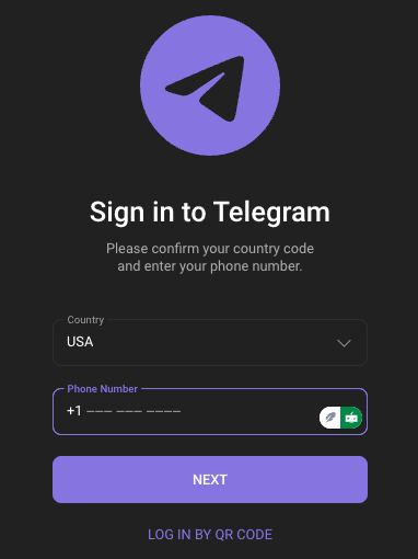 Image showing how to sign in to another Telegram account.