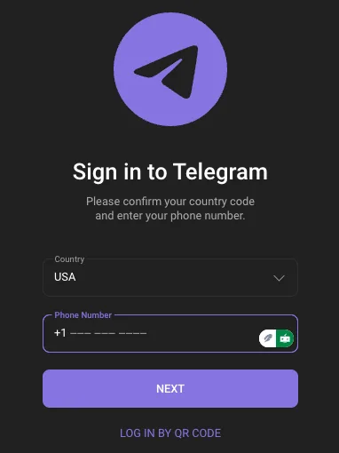 Image showing how to sign in to another Telegram account.