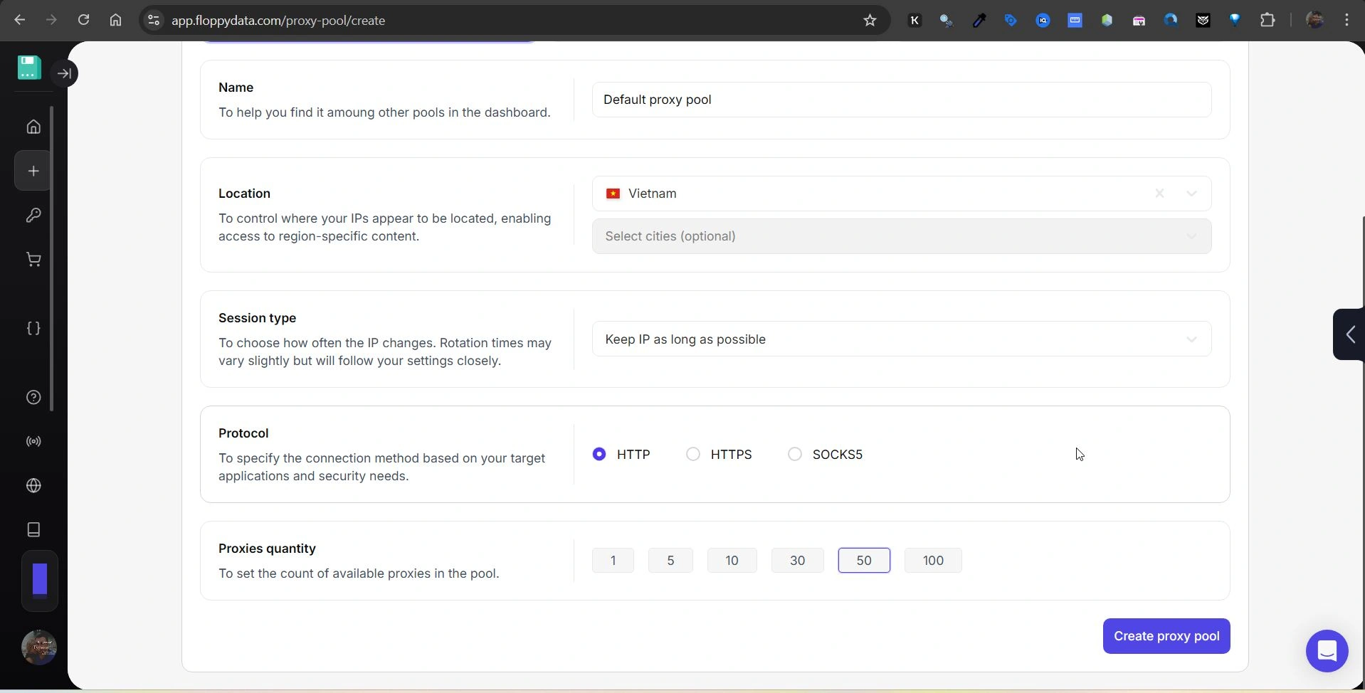 Floppydata dashboard