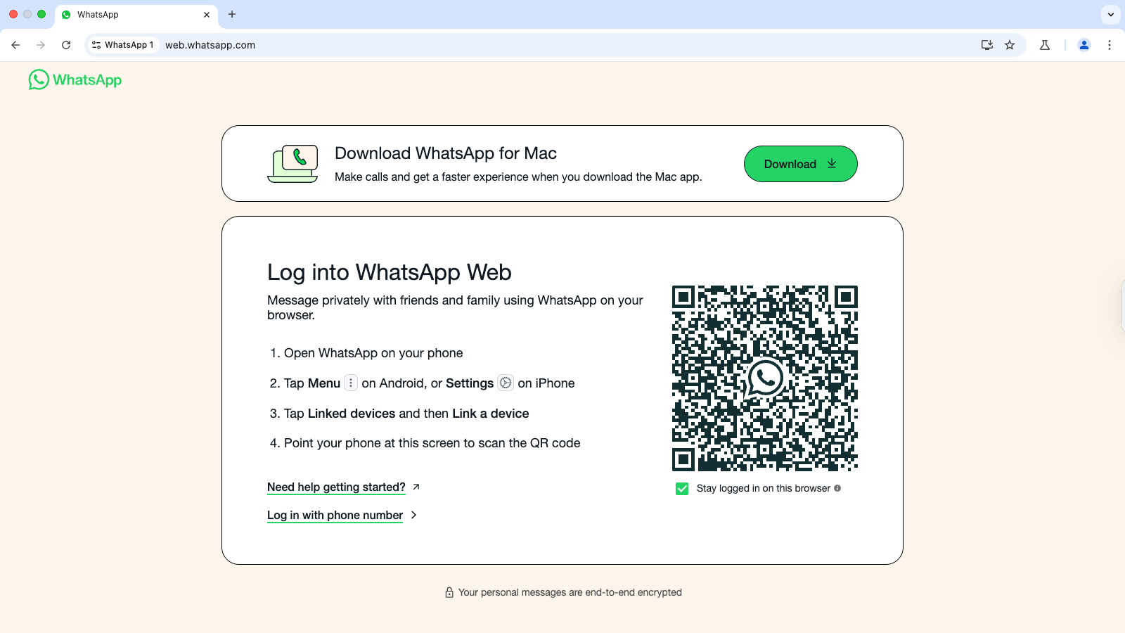 WhatsApp Web Opened in GoLogin anti-detect browser 