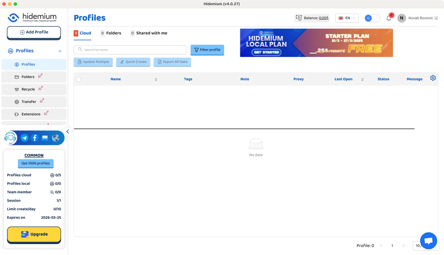 Hidemium dashboard