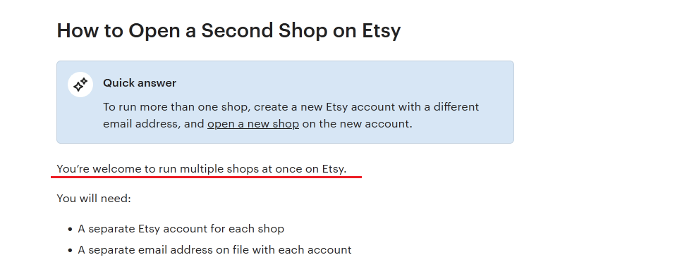 etsy multiple shops