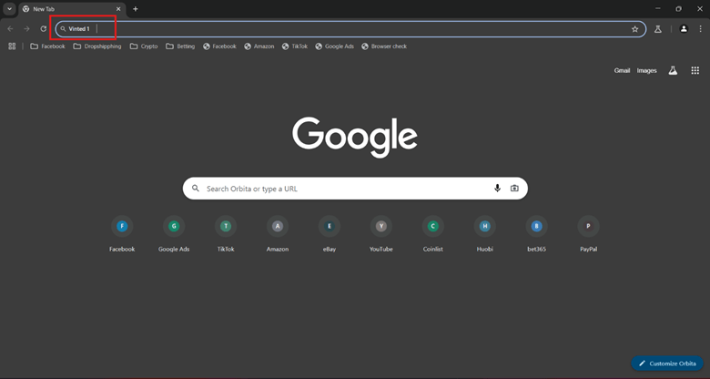 Browser Window for New Profile