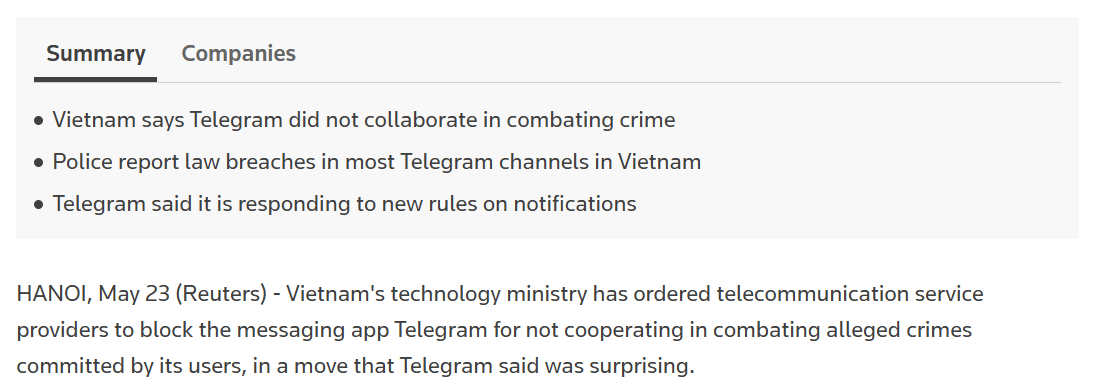 Telegram Blocked in Vietnam