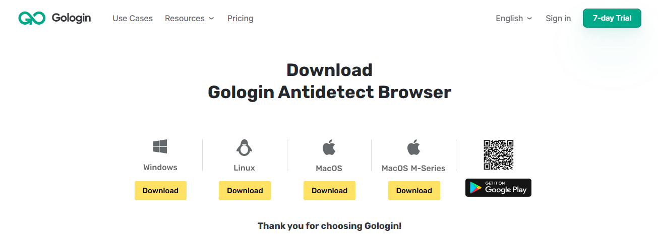 Image showing how to download GoLogin antidetect browser.